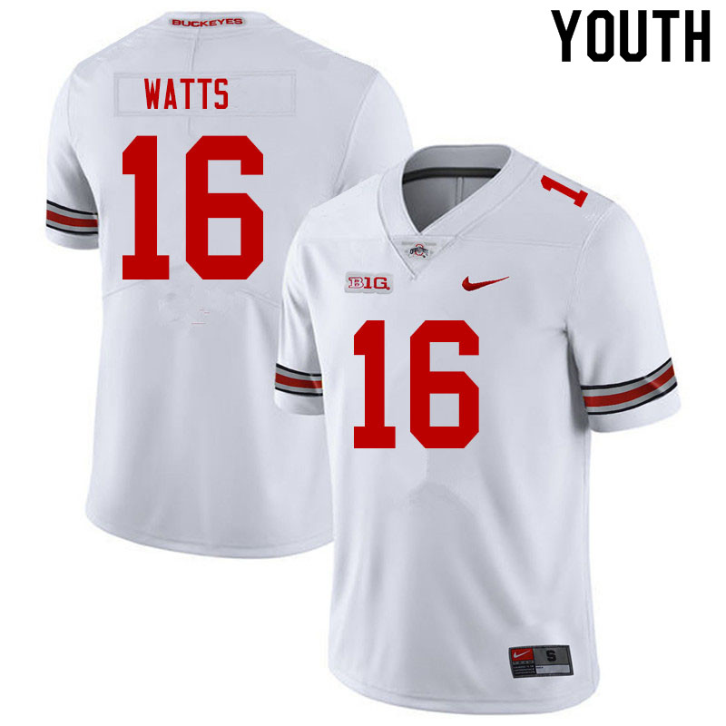 Youth Ohio State Buckeyes #16 Ryan Watts White Authentic College Stitched Football Jersey 23DW043YT